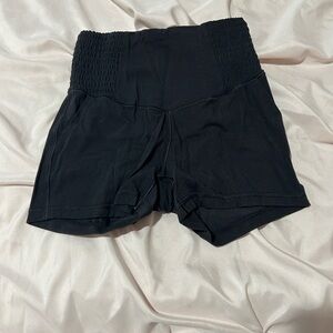 Aerie Black Smocked Waist Athletic Shorts